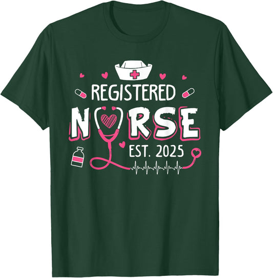 Registered Nurse Est 2025 Nursing Student RN Graduation T-Shirt - T-Shirt | Forest