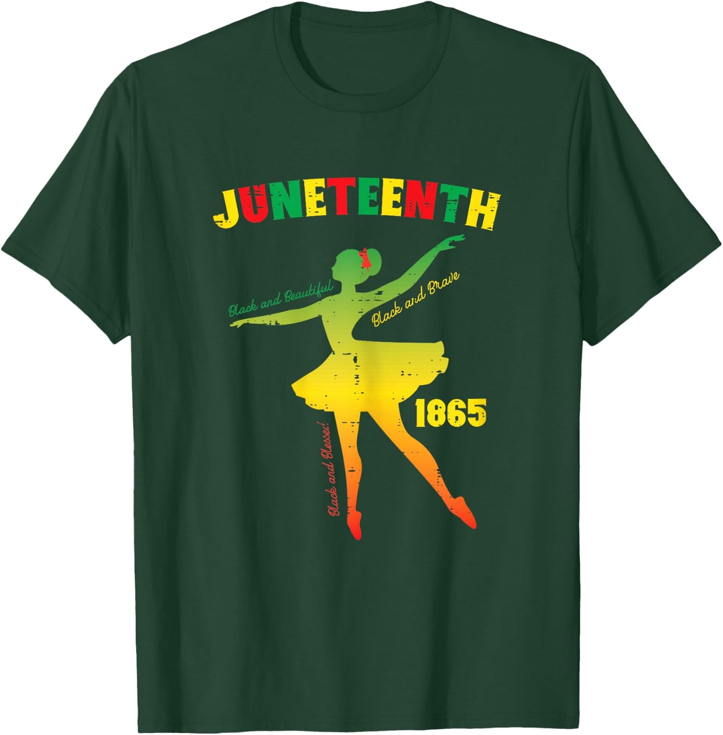 Juneteenth Ballerina Black Beautiful Ballet Girls Kids Women T-Shirt - T-Shirt | Forest
