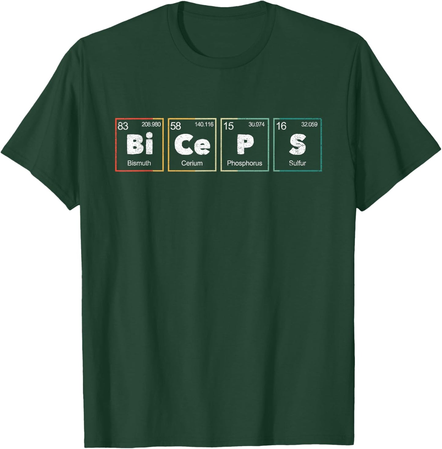 Bodybuilding Weightlifting Biceps Periodic Table Elements T-Shirt - T-Shirt | Forest