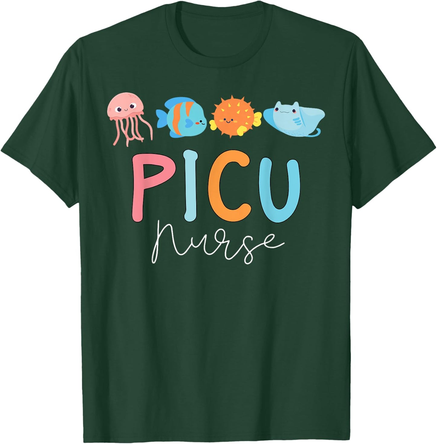 Cute Ocean Sea Summer PICU Nurse Vascular Access IV Nursing Women T-Shirt - T-Shirt | Forest