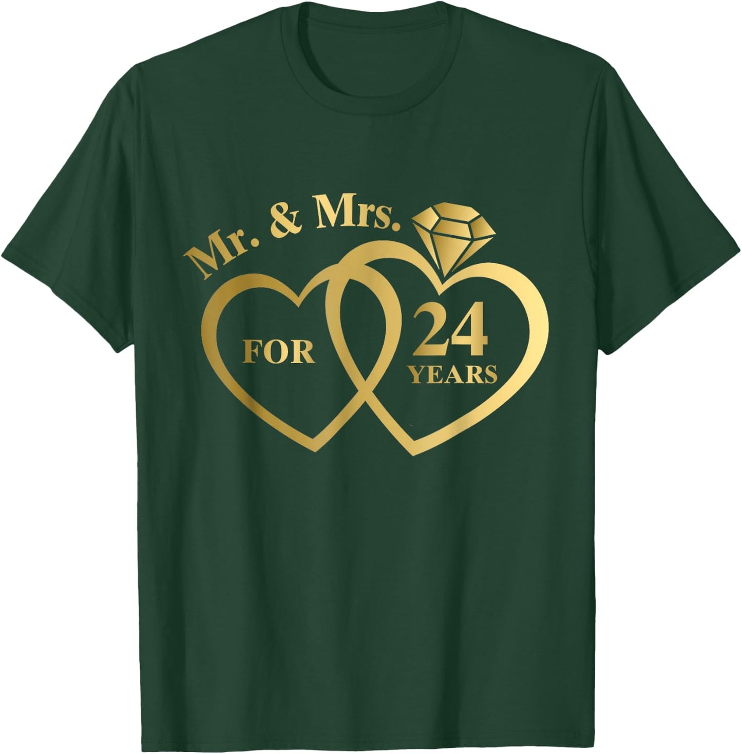 Mr And Mrs For 24 Years 24th Wedding Anniversary Couple T-Shirt - T-Shirt | Forest
