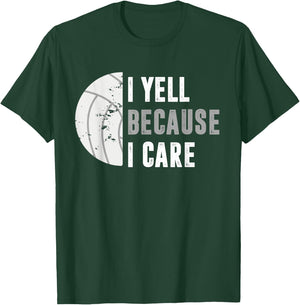 Funny Volleyball I Yell Because I Care Volleyball Dads T-Shirt - T-Shirt | Forest