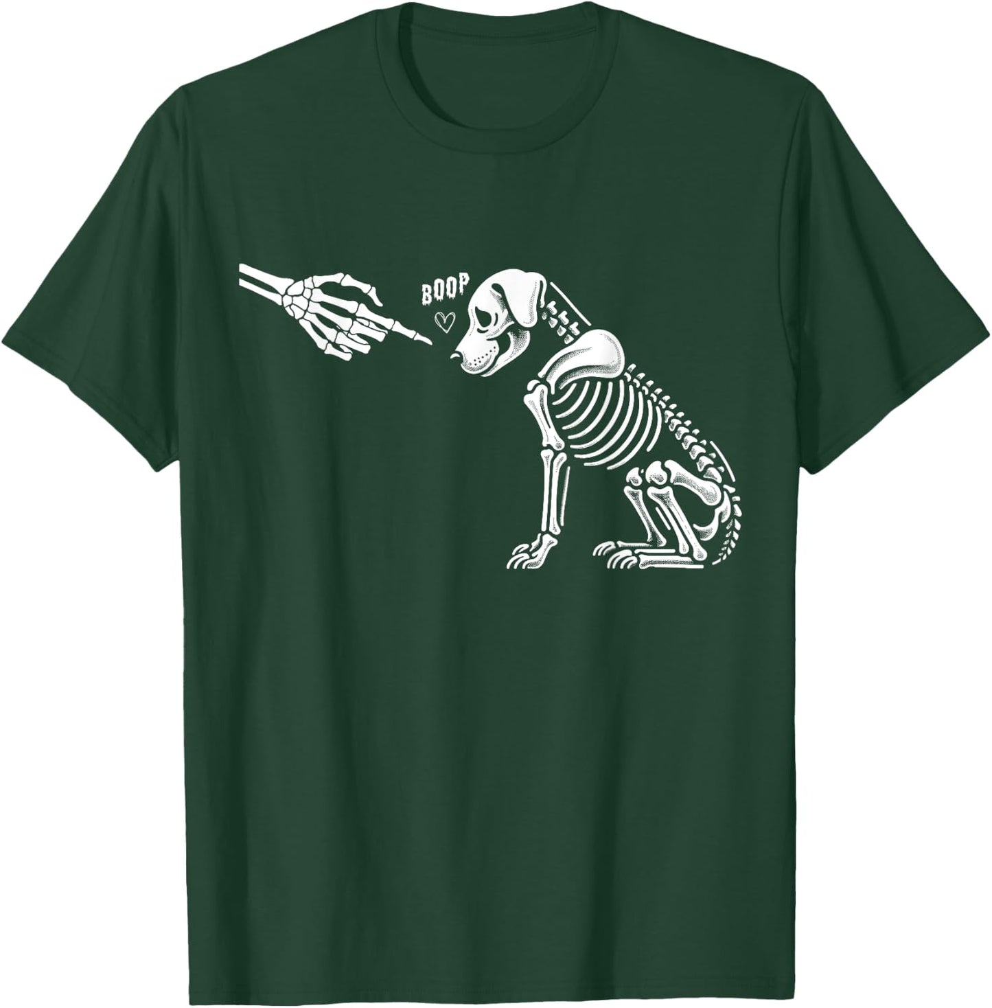 Halloween Spooky Boop Skeleton Hand Touches Dog Nose Men Women T-Shirt - T-Shirt | Forest
