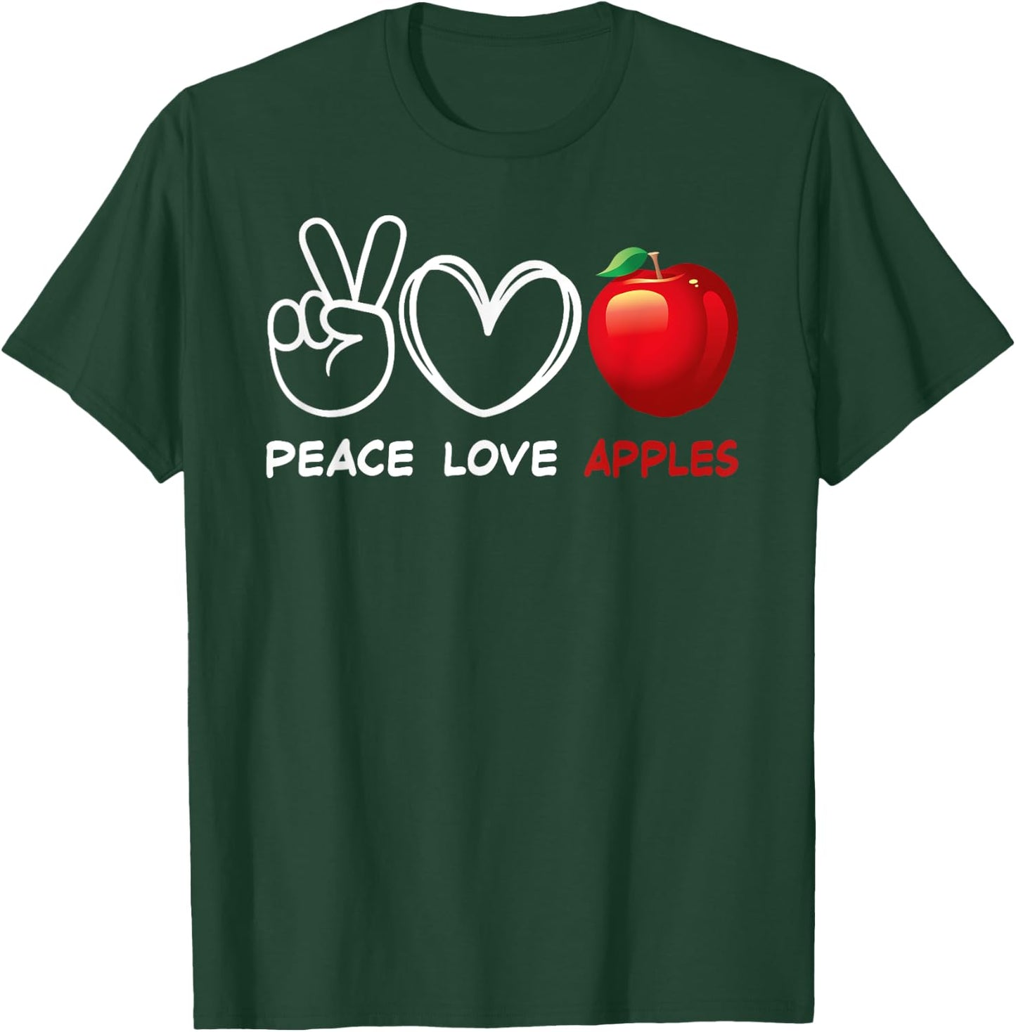 Peace, Love Apples Retro Apple Lover Fruit Lover T-Shirt - T-Shirt | Forest