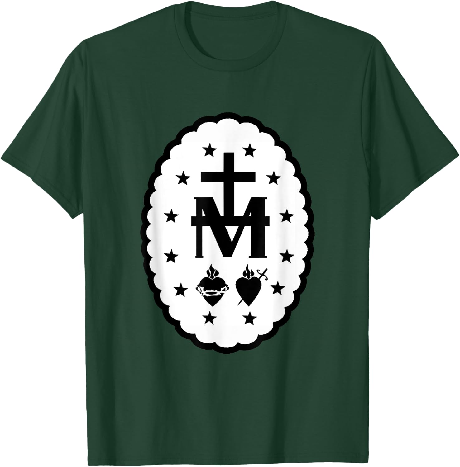 Immaculate Heart Of Mary Devotion Cross Symbol T-Shirt - T-Shirt | Forest