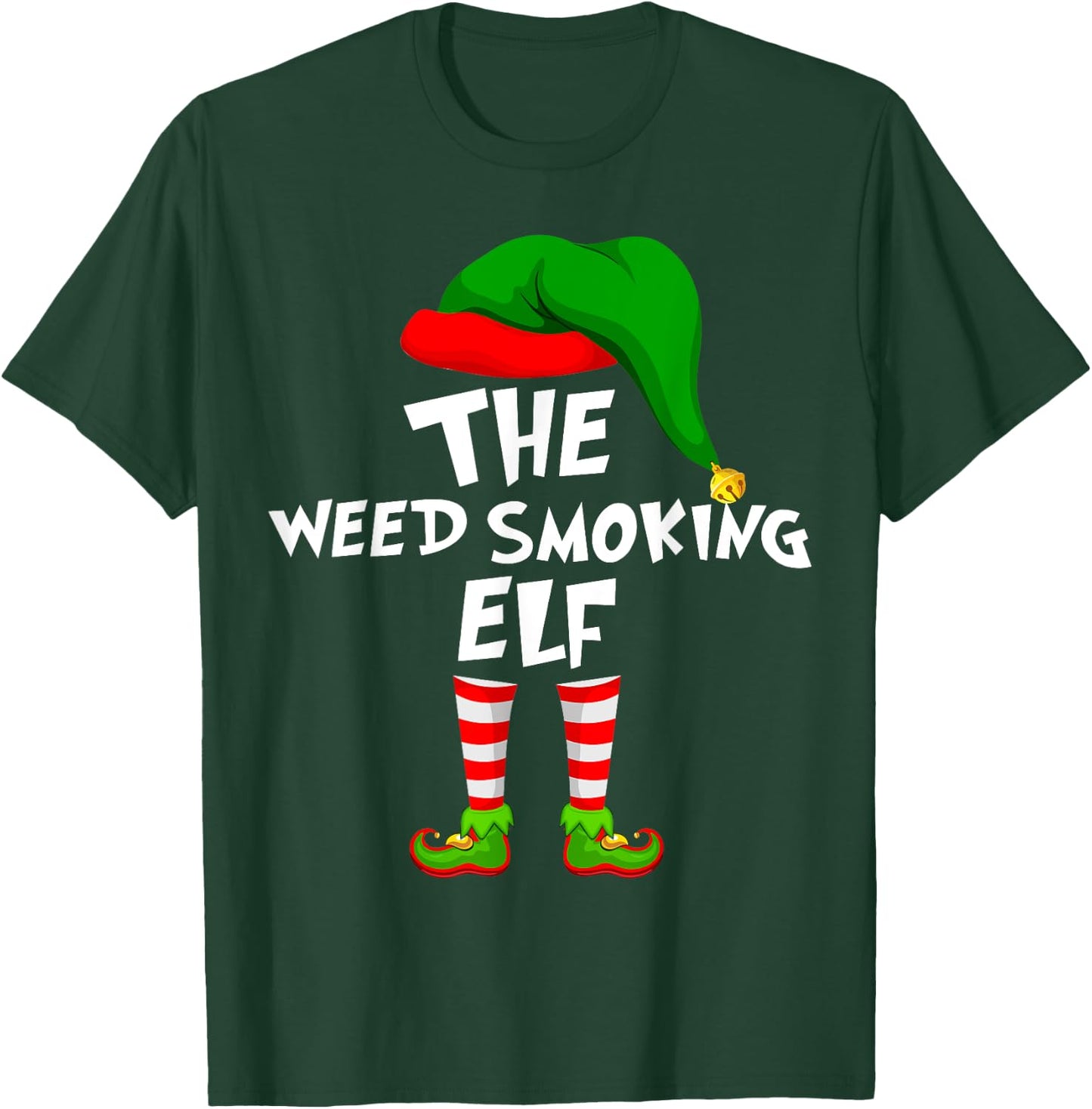 Funny Matching Family Christmas Weed Smoking Elf T-Shirt - T-Shirt | Forest