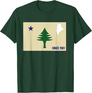 Maine Pine Tree State Flag Pride Patriotic Retro Vintage T-Shirt - T-Shirt | Forest