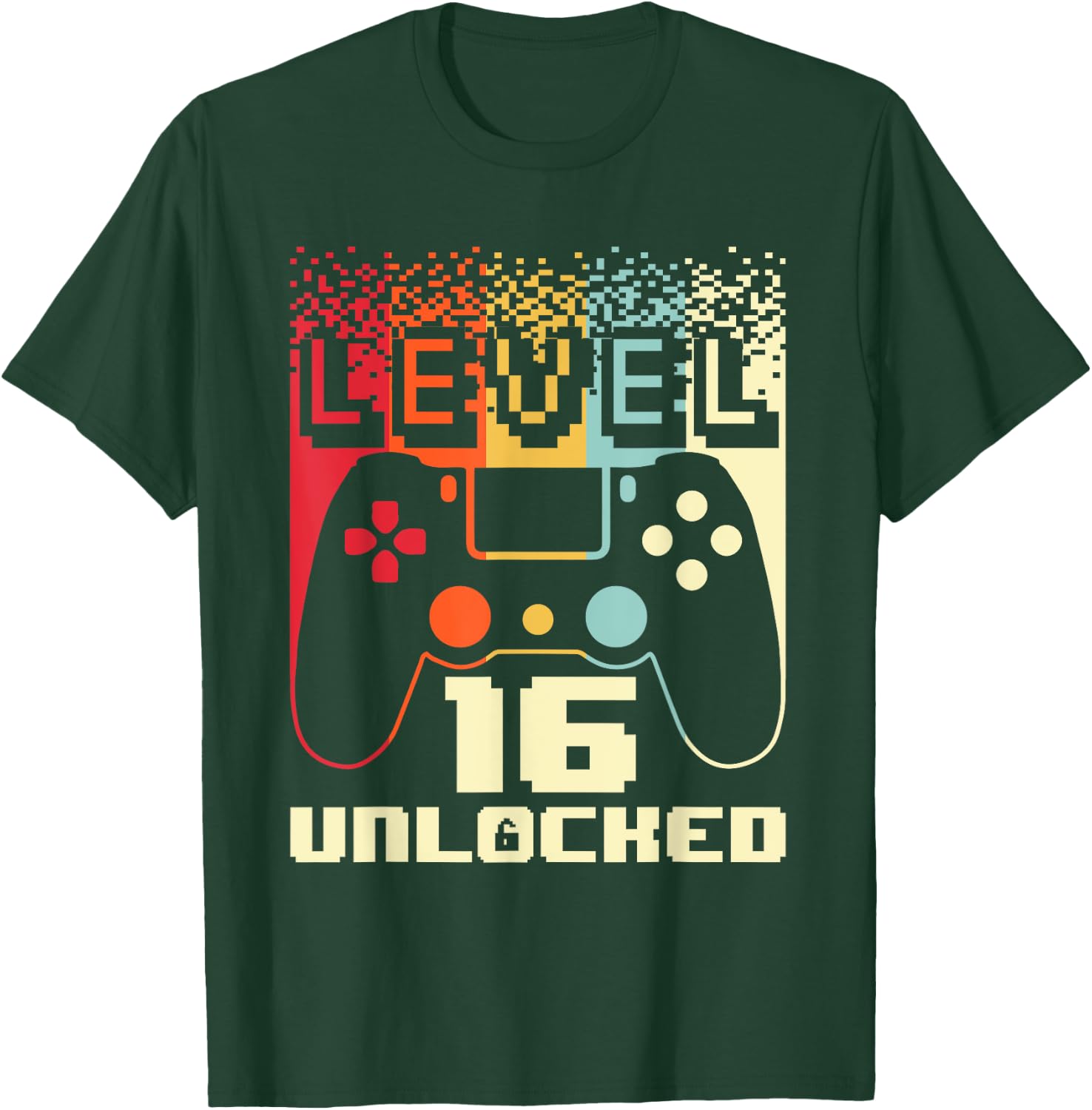 16th Birthday For Boys Level 16 Unlocked Gamer 16 Year Old T-Shirt - T-Shirt | Forest