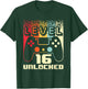 16th Birthday For Boys Level 16 Unlocked Gamer 16 Year Old T-Shirt - T-Shirt | Forest