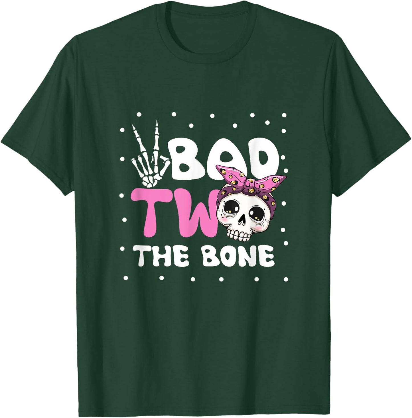 Bad Two The Bone Toddler Halloween 2nd Birthday Checkered T-Shirt - T-Shirt | Forest