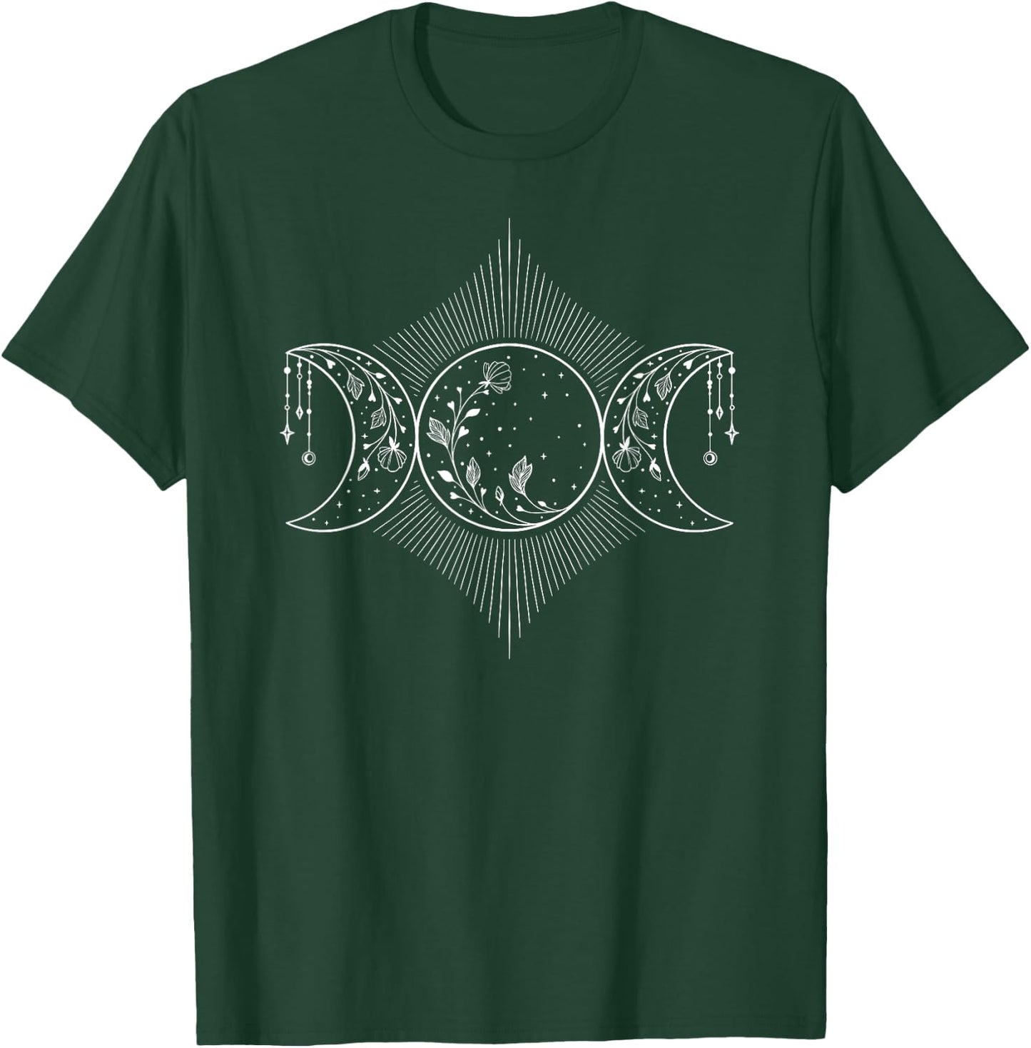 Triple Moon Goddess Floral Witch Aesthetic Pastel Goth T-Shirt - T-Shirt | Forest