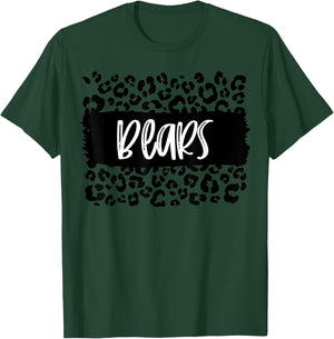 Bears Team Mascot School Spirit Game Night Leopard Print T-Shirt - T-Shirt | Forest