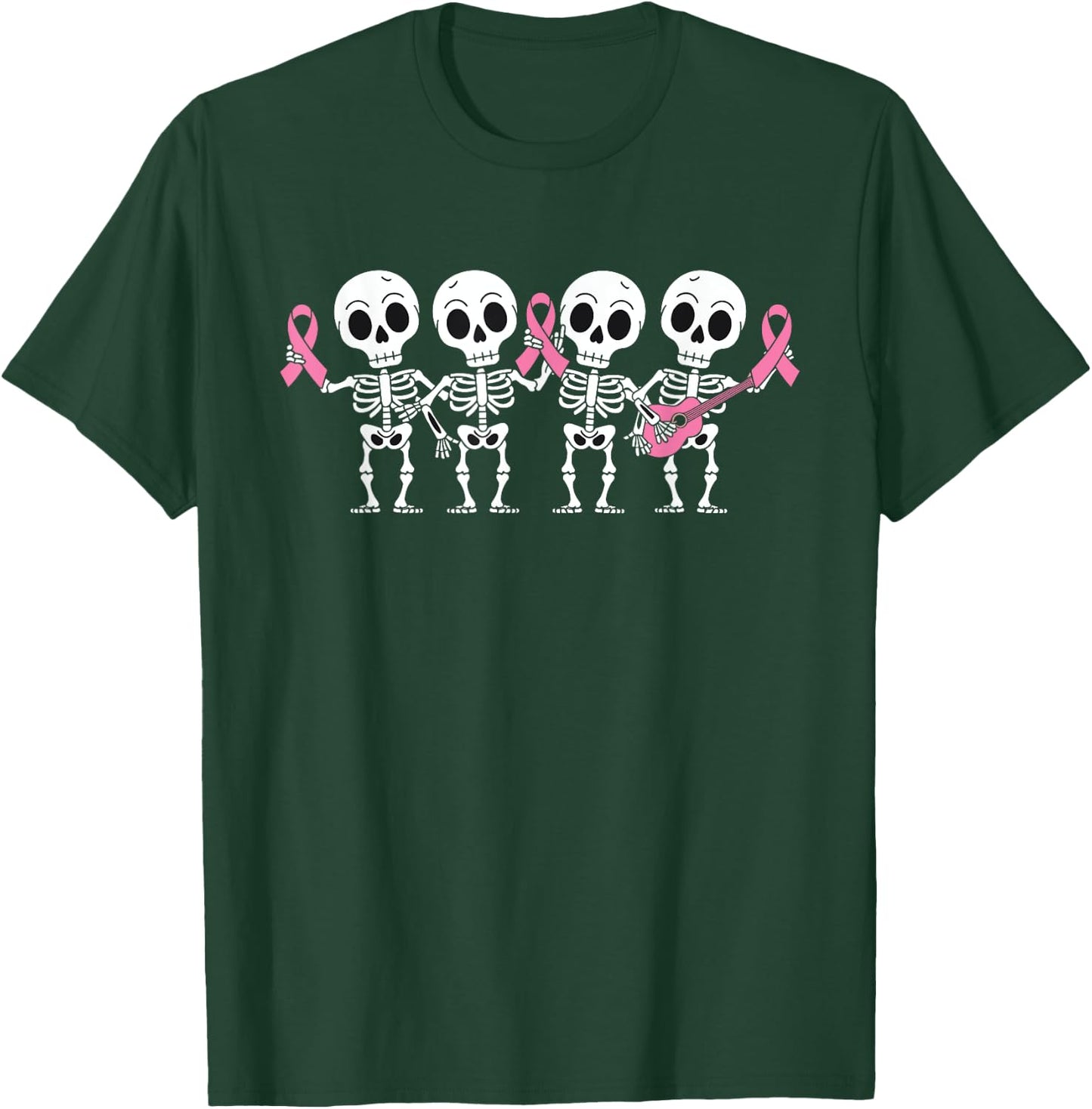 Pink Ribbon Breast Cancer Awareness Skeleton Women Men Kids T-Shirt - T-Shirt | Forest