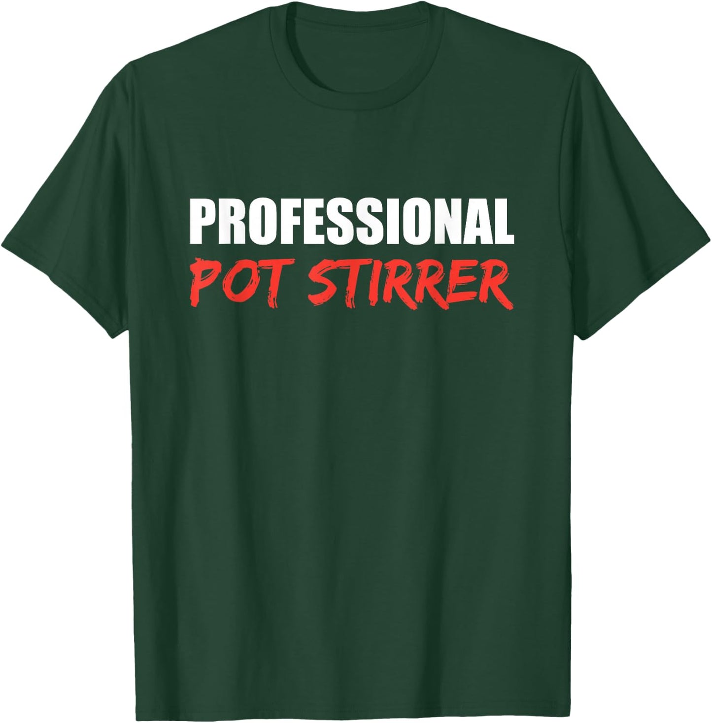 Chef Cook Culinary Professional Kitchen Cooking Professional Pot Stirrer - Black, Small, , Short Sleeve, Cotton Blend, Classic Fit, Mandarin Collar, Modern Professional, Imported T-Shirt - T-Shirt | Forest