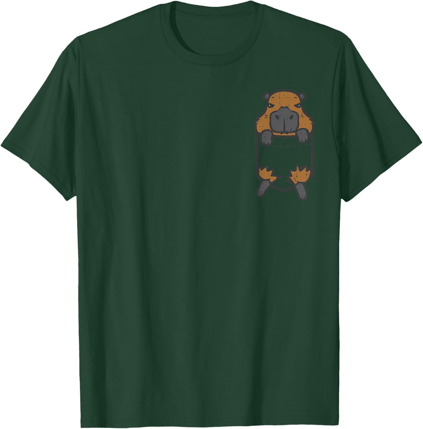 Capybara Feet Pocket Cute Capy Rodent Women Girls Kids Men T-Shirt - T-Shirt | Forest
