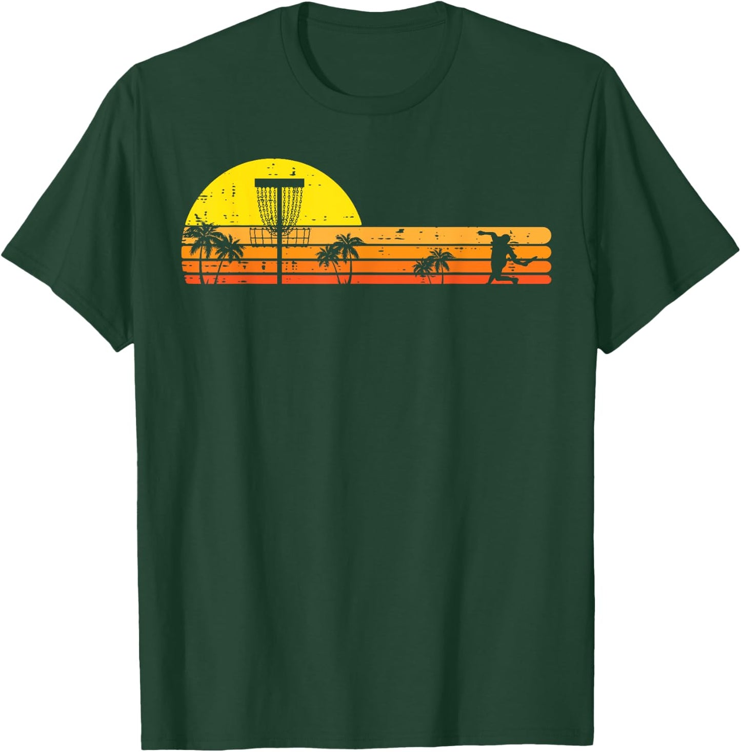 Disc Golf Palm Trees Retro Frisbee Frolf Sport Men Women Kid T-Shirt - T-Shirt | Forest