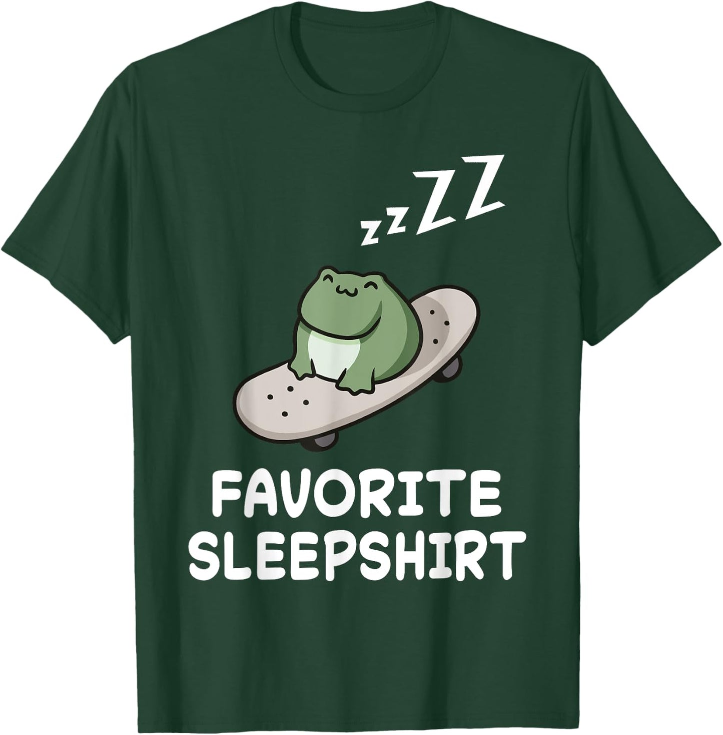 Frog Skateboard Frogs Nap Sleeping Sleep Pajama Nightgown T-Shirt - T-Shirt | Forest