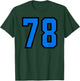 Number #78 Sport Blue Black Varsity Number T-Shirt - T-Shirt | Forest