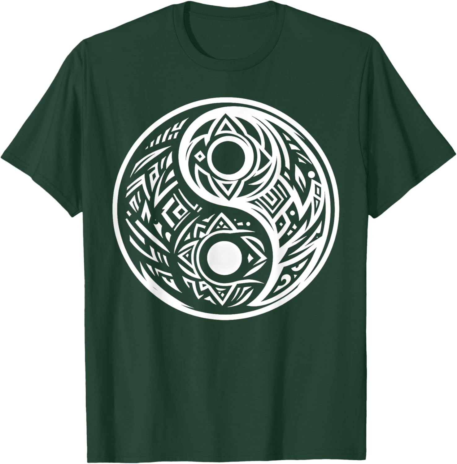 Cool Yin and Yang Symbol Tribal Art Style Men Women T-Shirt - T-Shirt | Forest