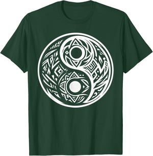 Cool Yin and Yang Symbol Tribal Art Style Men Women T-Shirt - T-Shirt | Forest