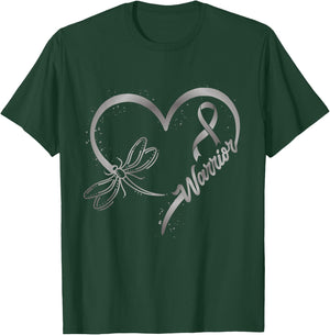 Brain Cancer Warrior Dragonfly Grey Ribbon Hope T-Shirt - T-Shirt | Forest