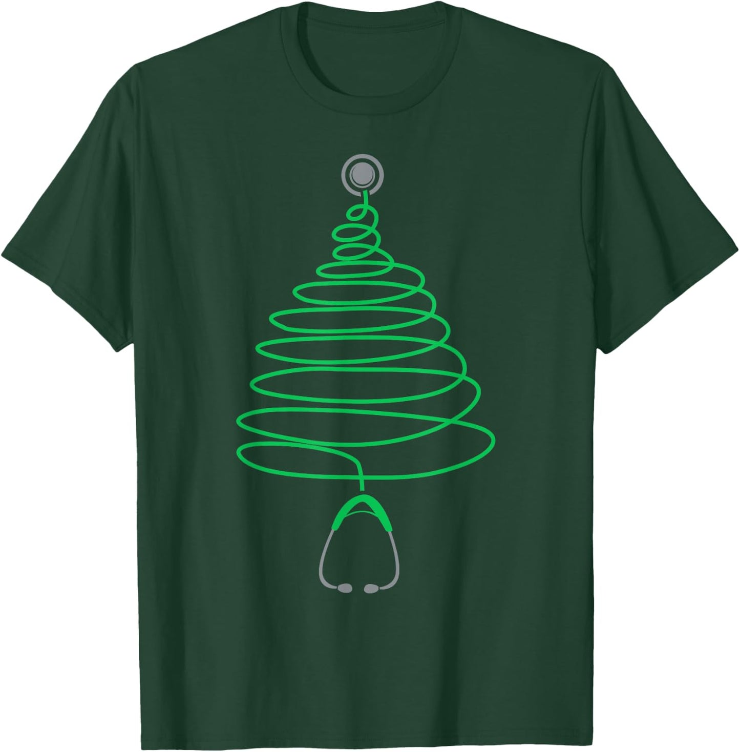 Christmas Tree Stethoscope Nurse Doctor Xmas RN Nursing T-Shirt - T-Shirt | Forest