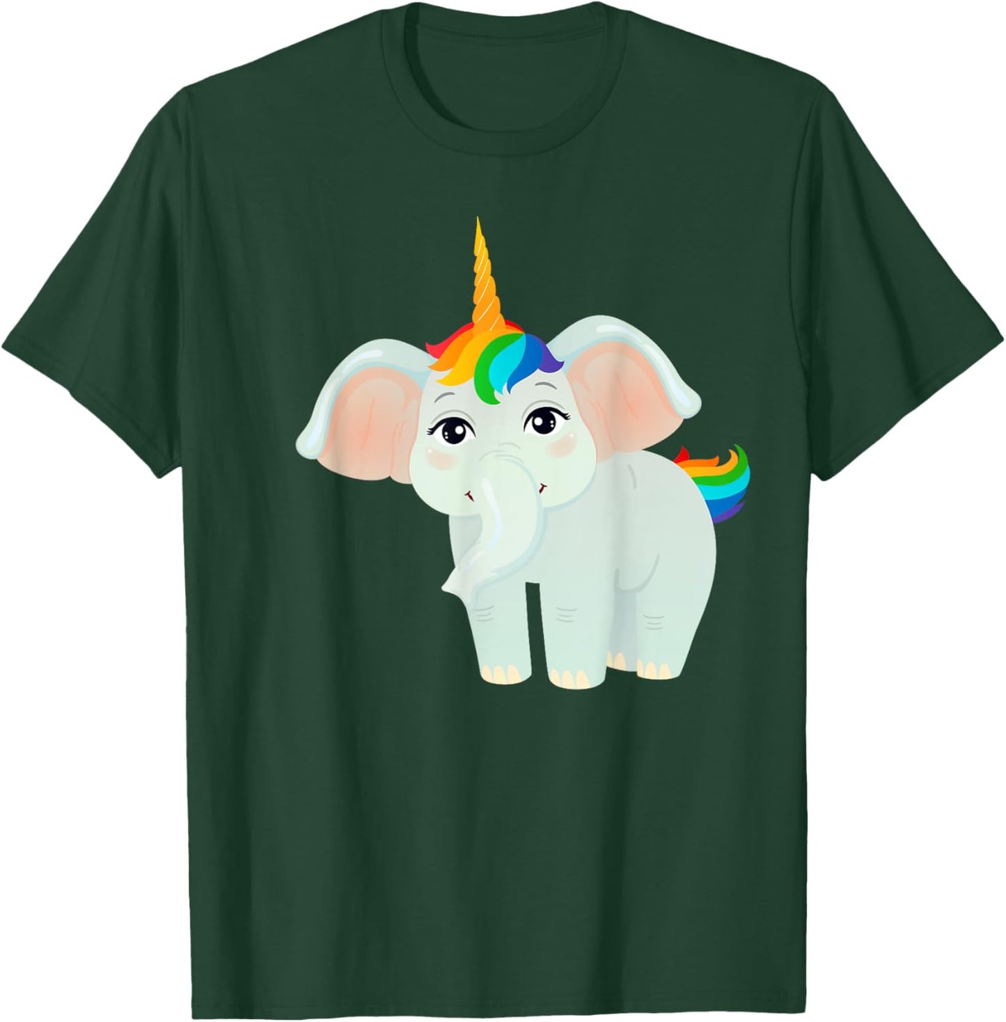 Elephant Unicorn With Rainbow Hair T-Shirt - T-Shirt | Forest