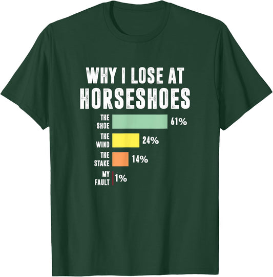 Why I Lose At Horseshoes, Funny Horseshoe Pitching T-Shirt - T-Shirt | Forest