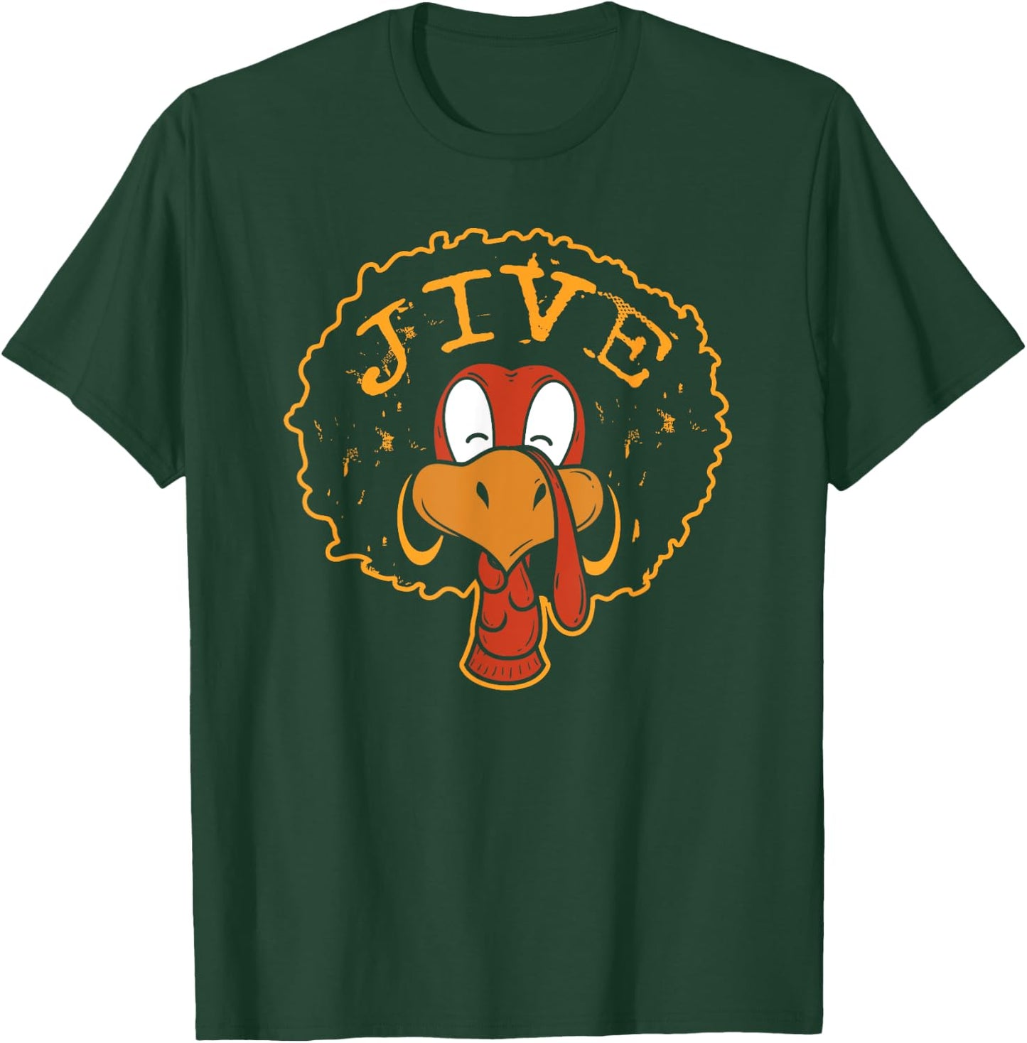 Jive Thanksgiving Turkey Funny 70s Retro Afro Turkey T-Shirt - T-Shirt | Forest