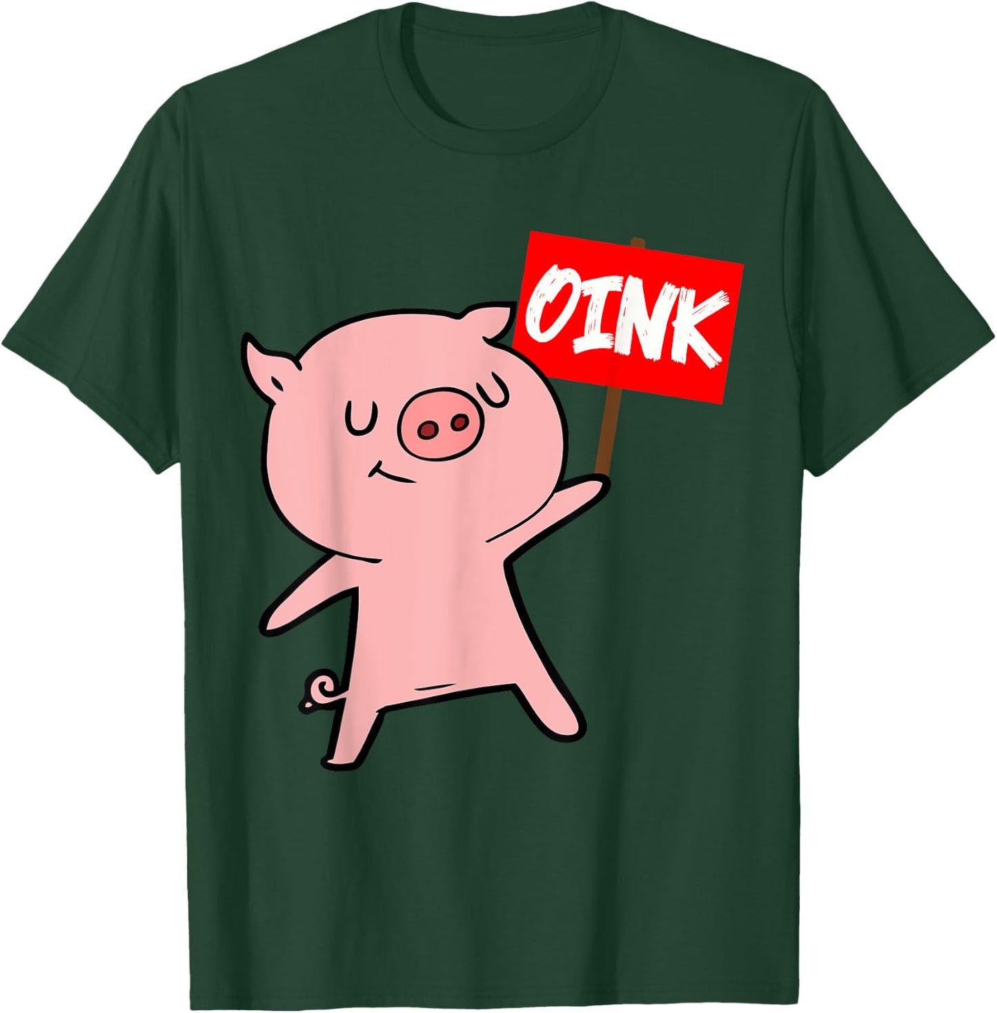 Funny Pig Oink Piglet Pig Farm Animal Farmer Farming T-Shirt - T-Shirt | Forest