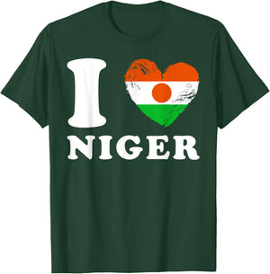 I Love Niger - Heart Flag Niger T-Shirt - T-Shirt | Forest