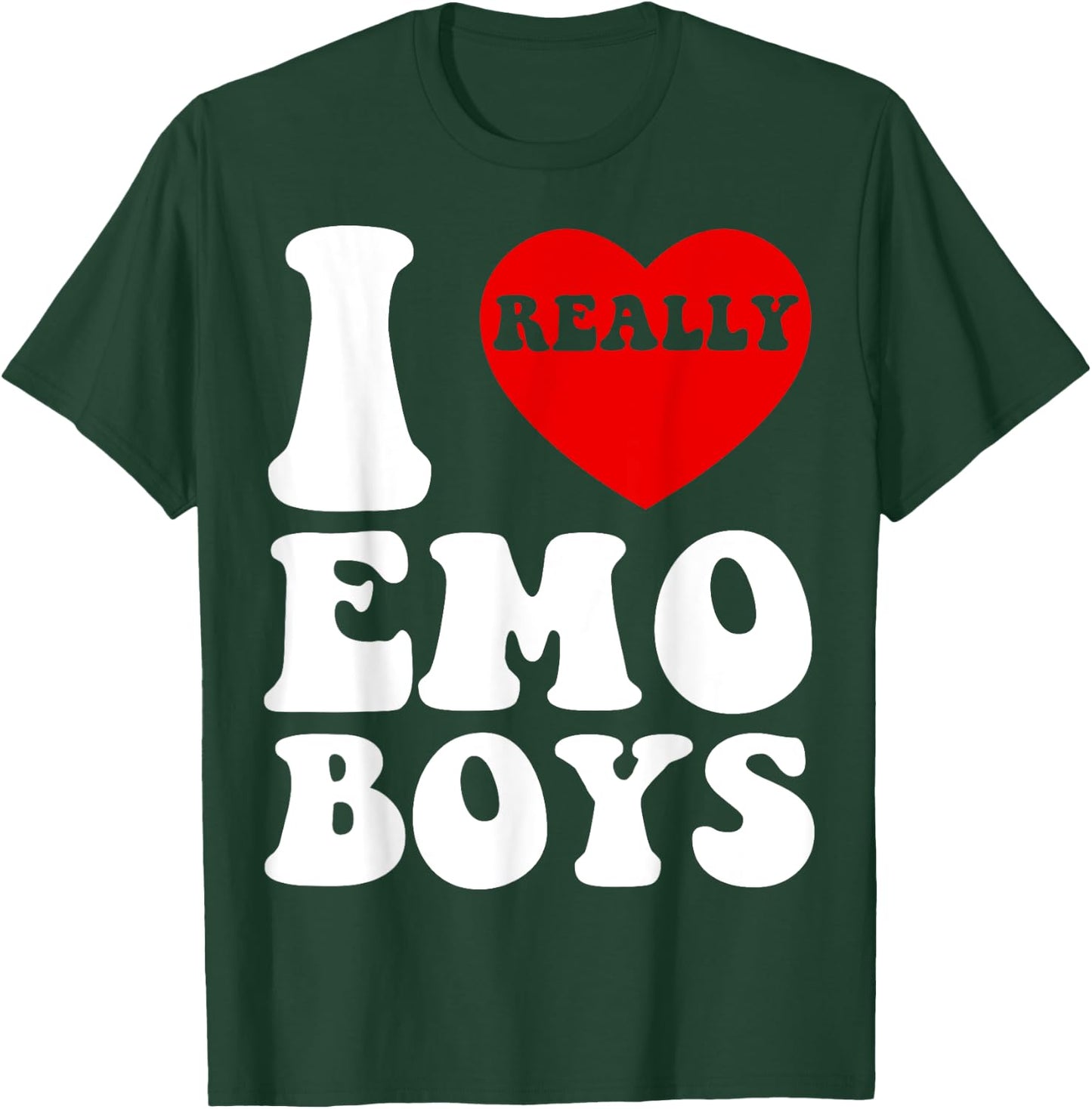 Funny Art I Love Emo Boys I Heart Boyfriend Egirl Eboy GF BF T-Shirt - T-Shirt | Forest