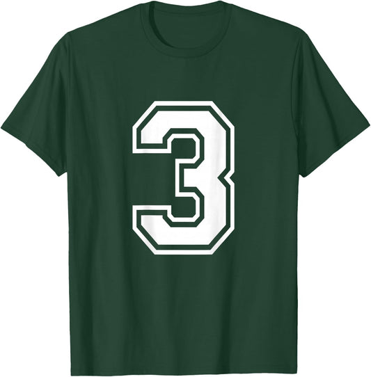 Number 3 Shirt Player Number on Back of Shirt T-Shirt - T-Shirt | Forest