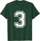 Number 3 Shirt Player Number on Back of Shirt T-Shirt - T-Shirt | Forest