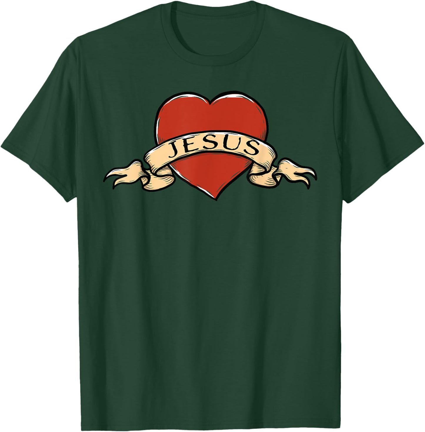 Jesus Heart Tattoo for Christians Who Love Jesus T-Shirt - T-Shirt | Forest