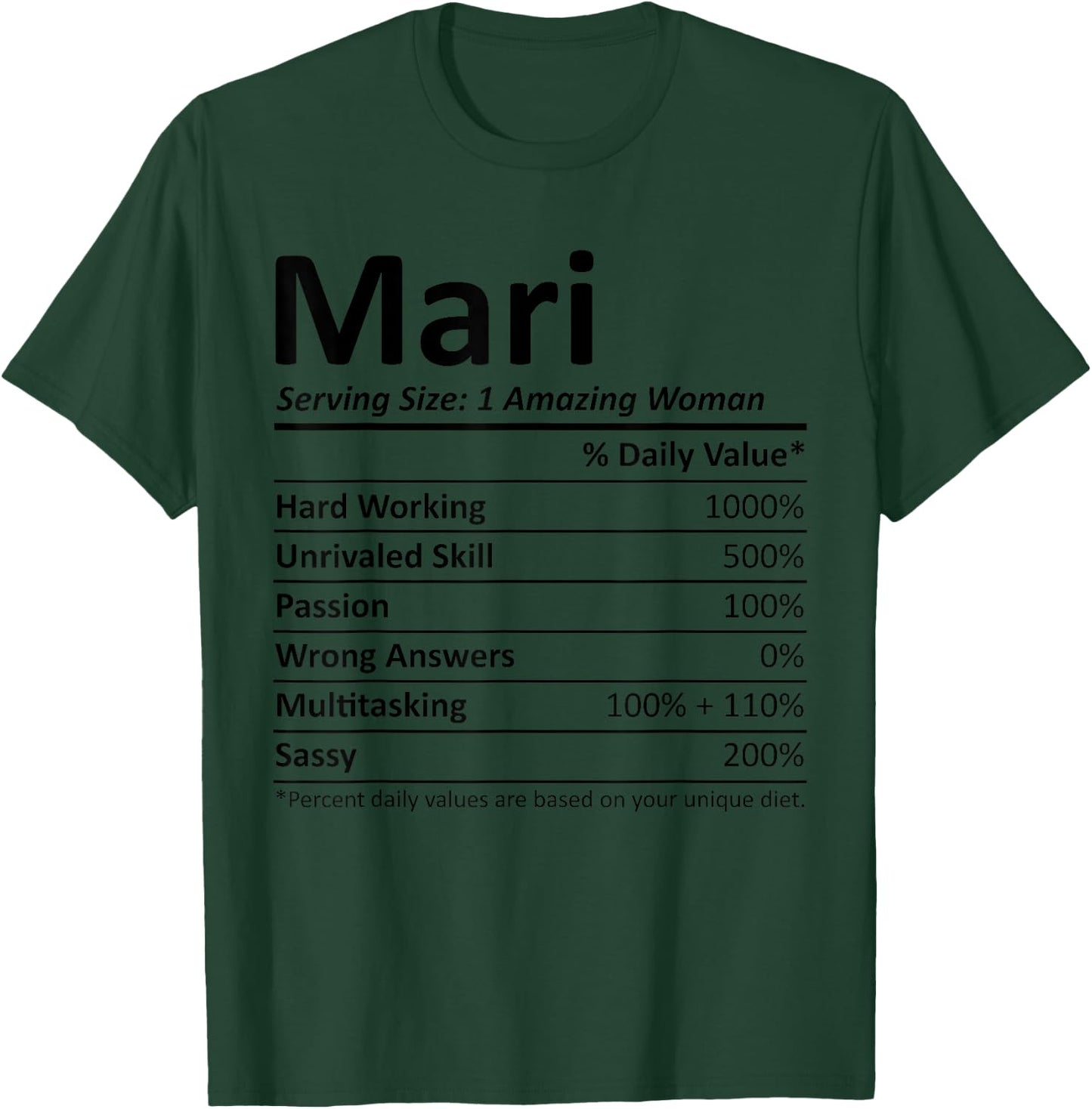 MARI Nutrition Personalized Name Funny Christmas Gift T-Shirt - T-Shirt | Forest