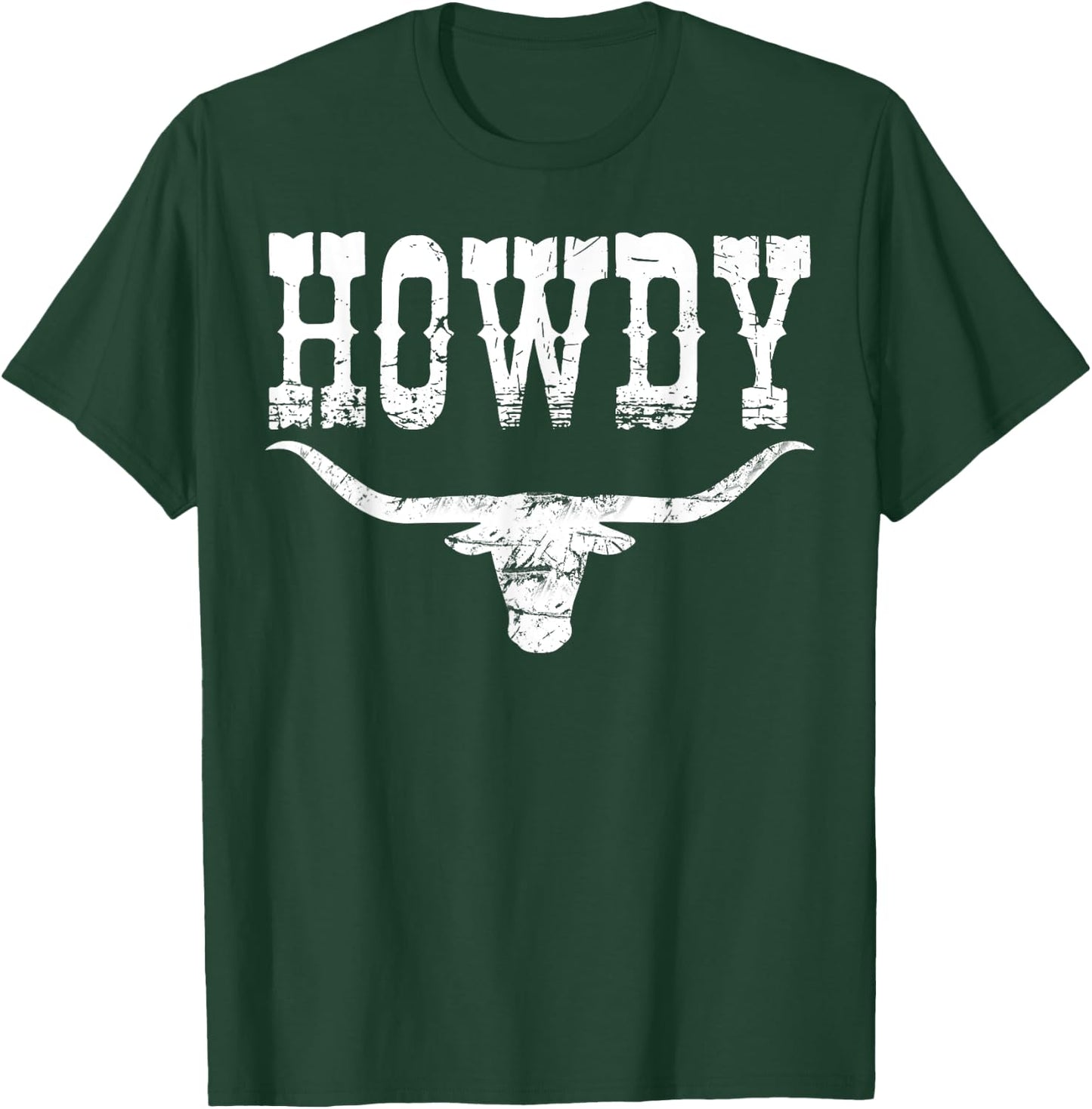 Funny Country Howdy Rodeo Graphic Women Men Cow Skull T-Shirt - T-Shirt | Forest