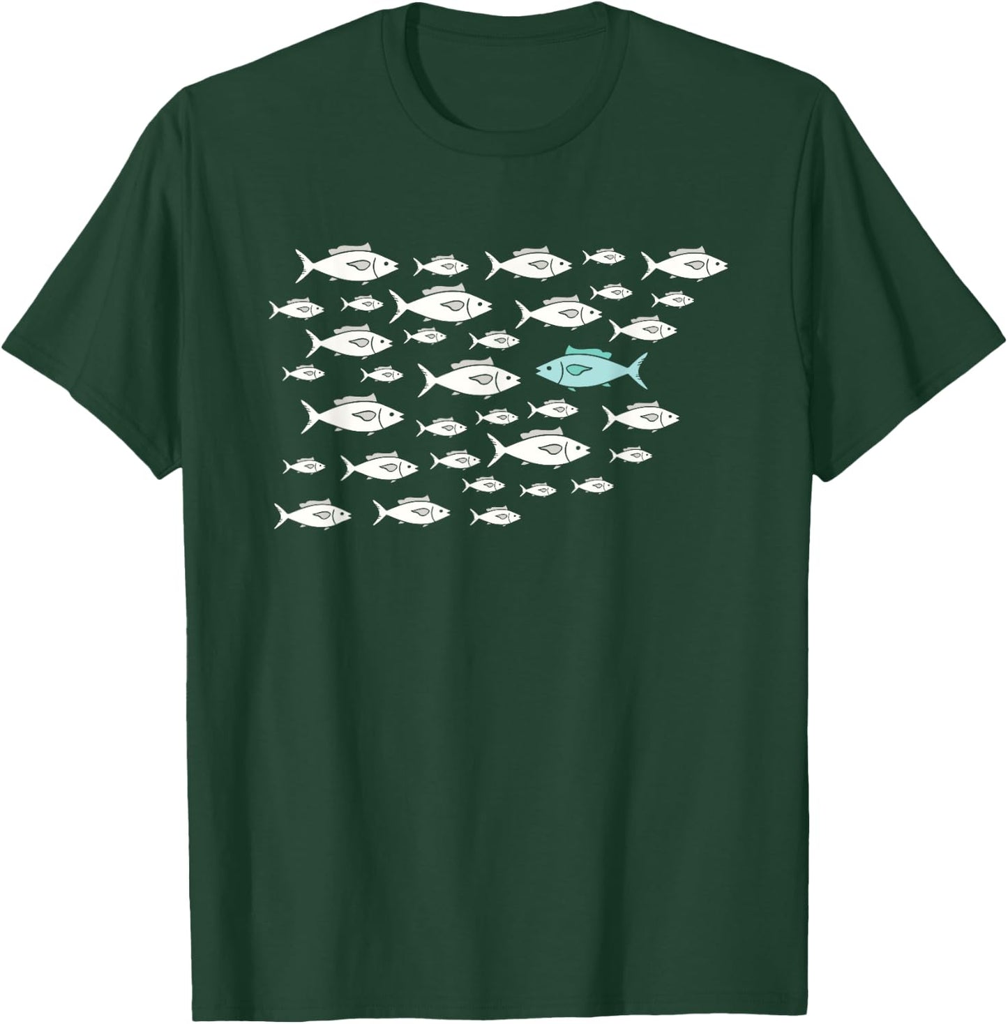 Fish Swimming Against The Current Be Yourself Different , Small, Black T-Shirt - T-Shirt | Forest