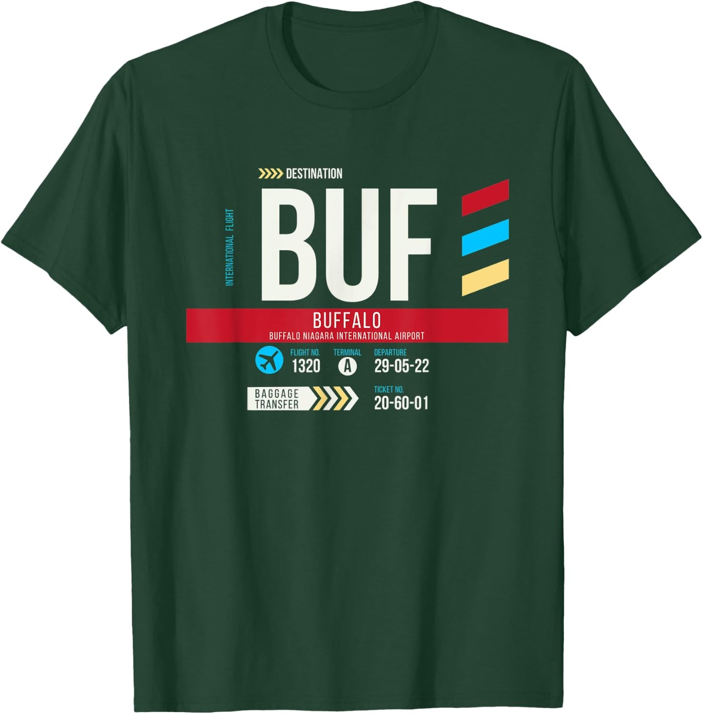 Vintage Buffalo BUF Airport Code Retro Travel Day New York T-Shirt - T-Shirt | Forest