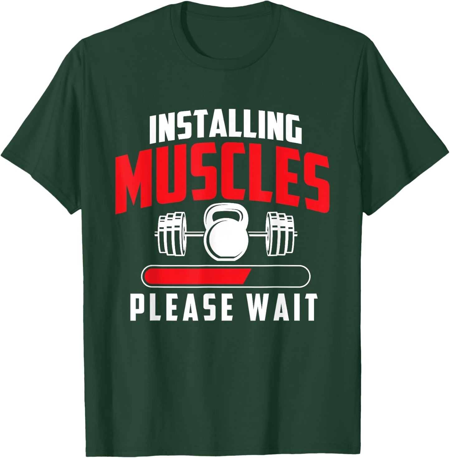 Funny Gym Shirts Installing Muscles Please Wait - Workout Gym Weightlifting , Small, Black T-Shirt - T-Shirt | Forest