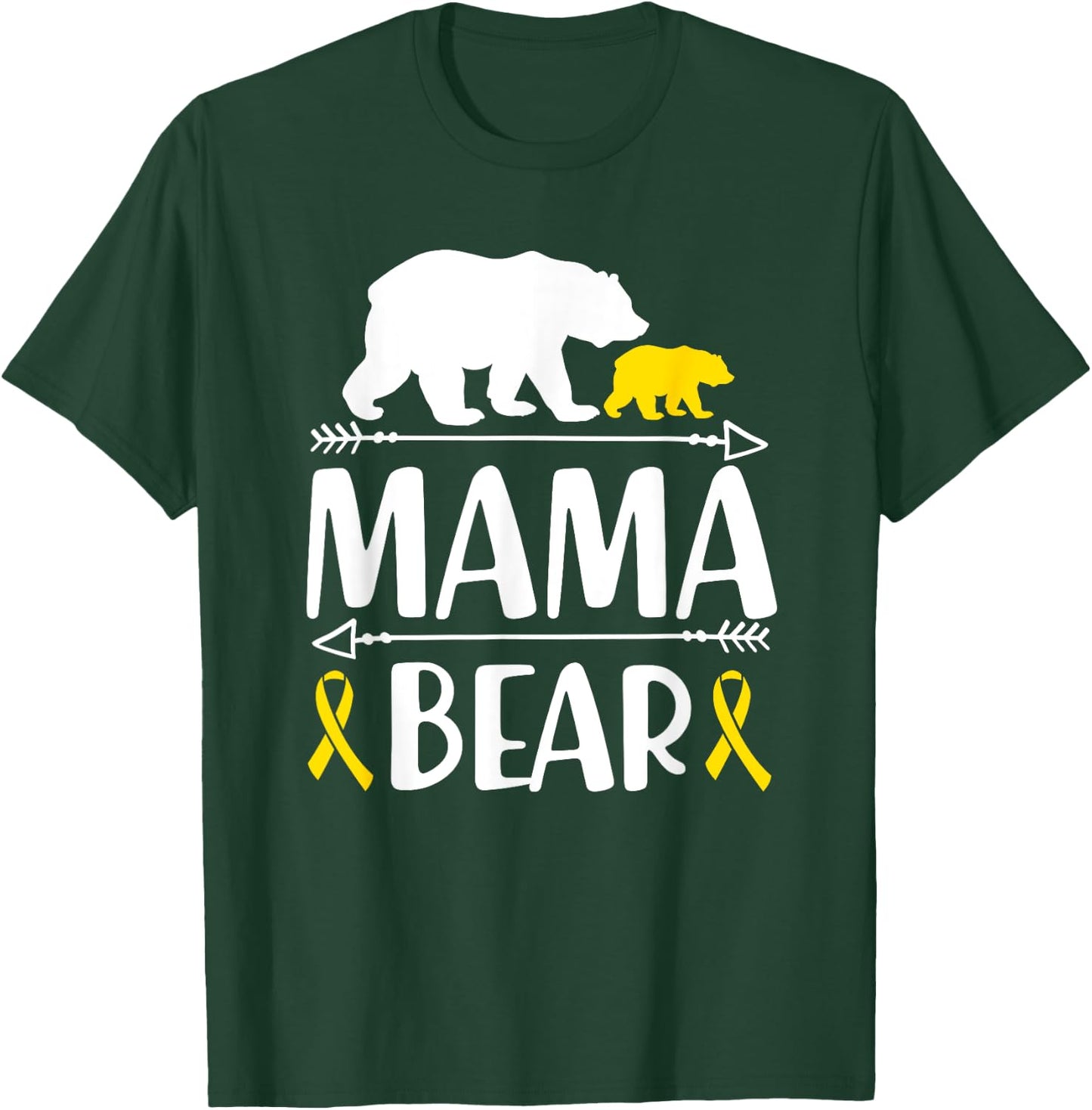 Mama Bear Childhood Cancer Awareness Mom Of A Warrior T-Shirt - T-Shirt | Forest