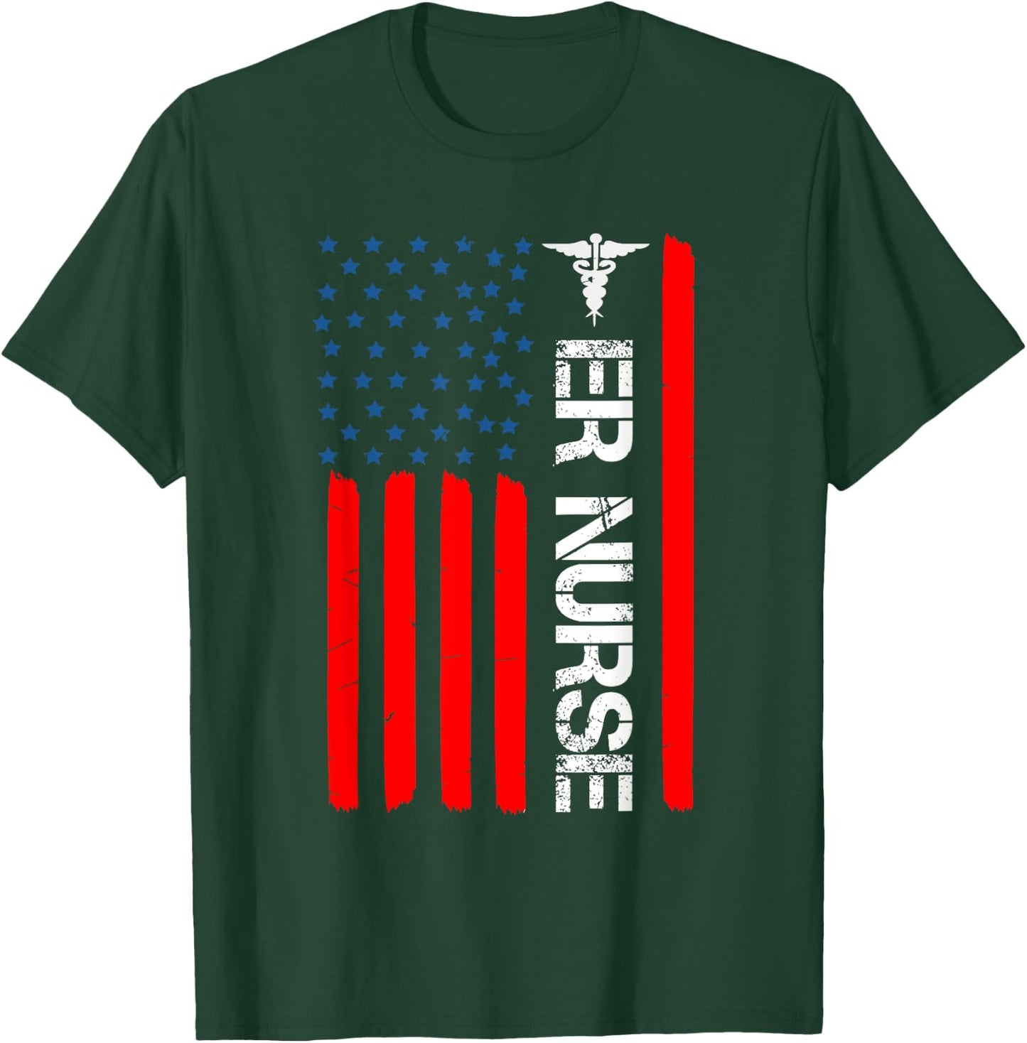 4th of July RN Patriotic ER Nurse Shirt Retro American Flag Kids Men T-Shirt - T-Shirt | Forest