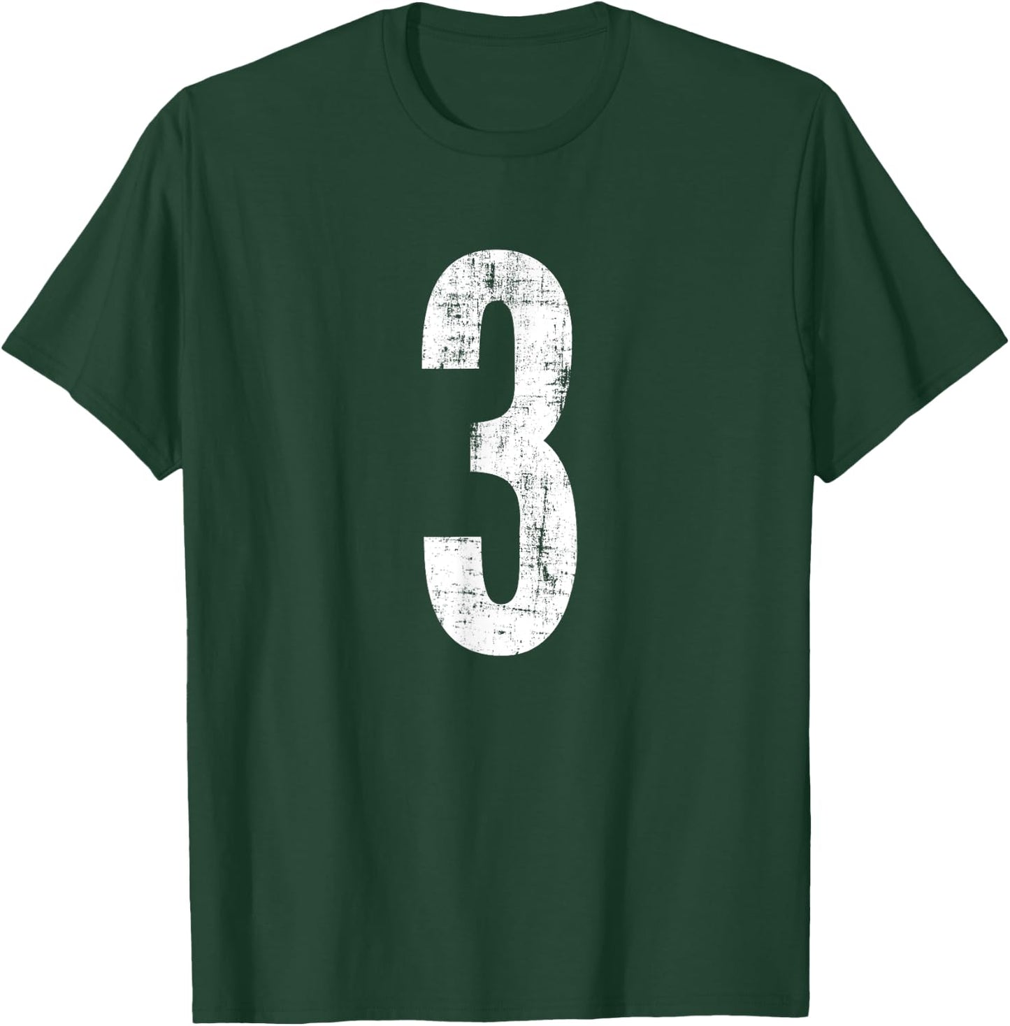 Number 3 Three Distressed Vintage Sport Team Player's T-Shirt - T-Shirt | Forest