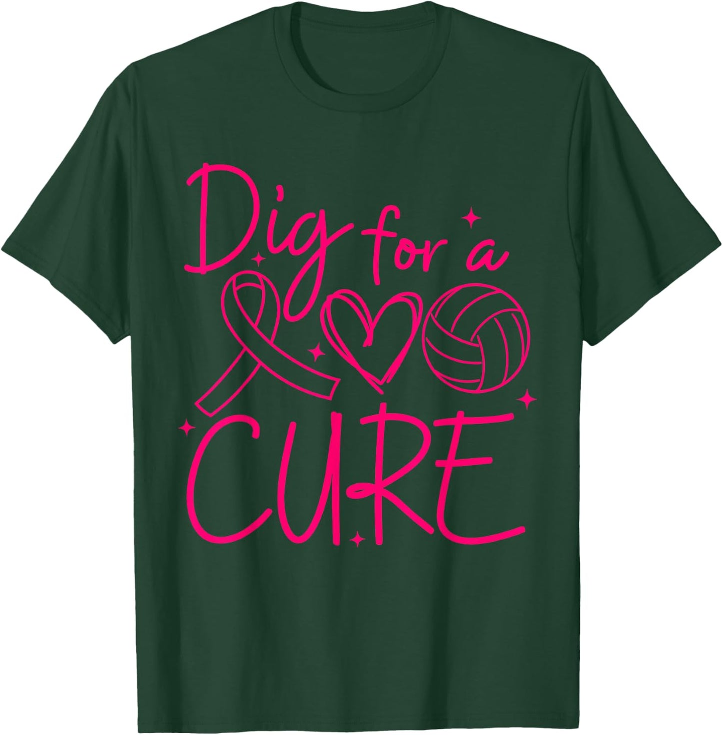 Dig For A Cure Breast Cancer Awareness Volleyball Pink T-Shirt - T-Shirt | Forest