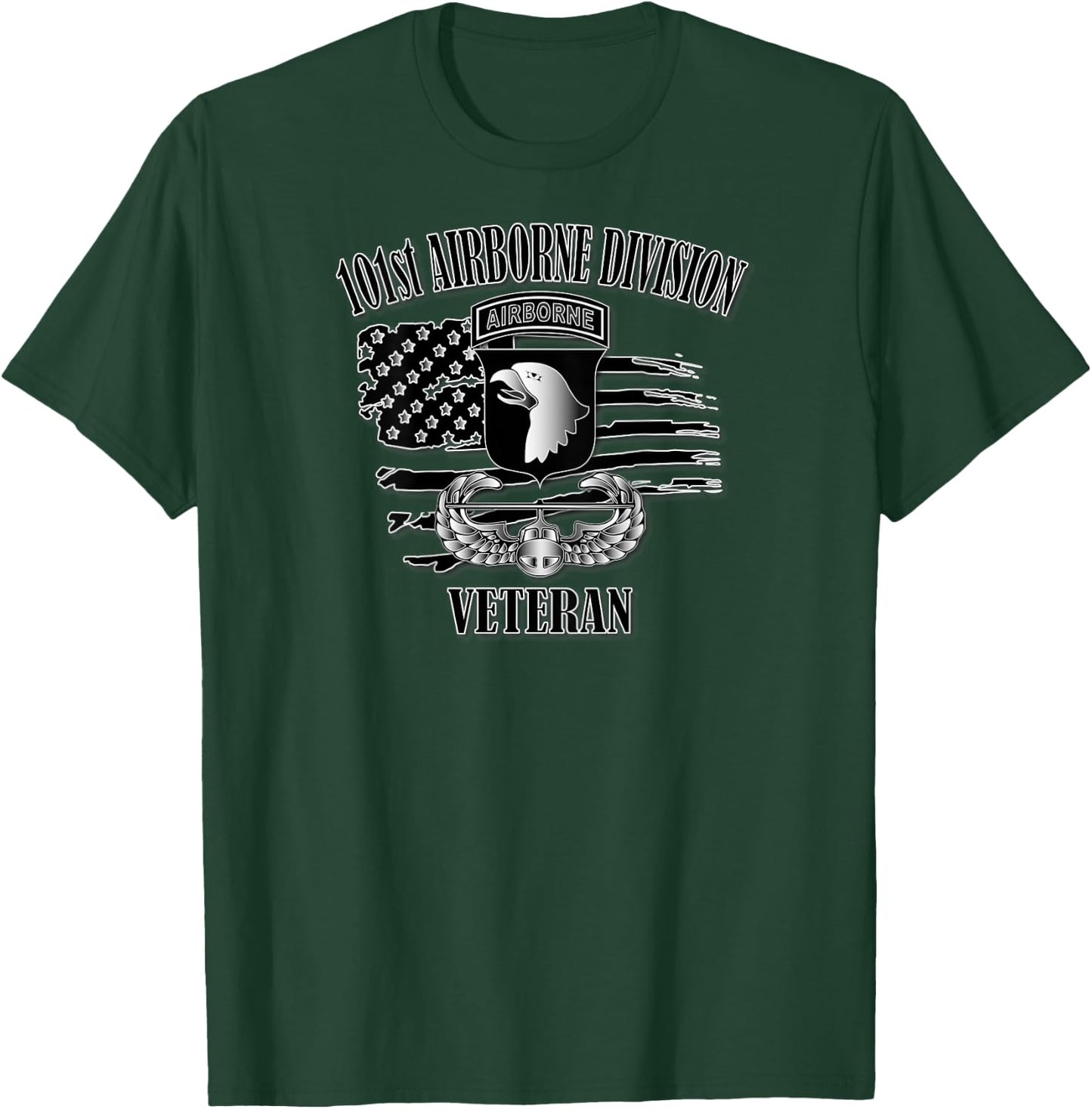 101st Airborne Division- Veteran (Back Design) T-Shirt - T-Shirt | Forest