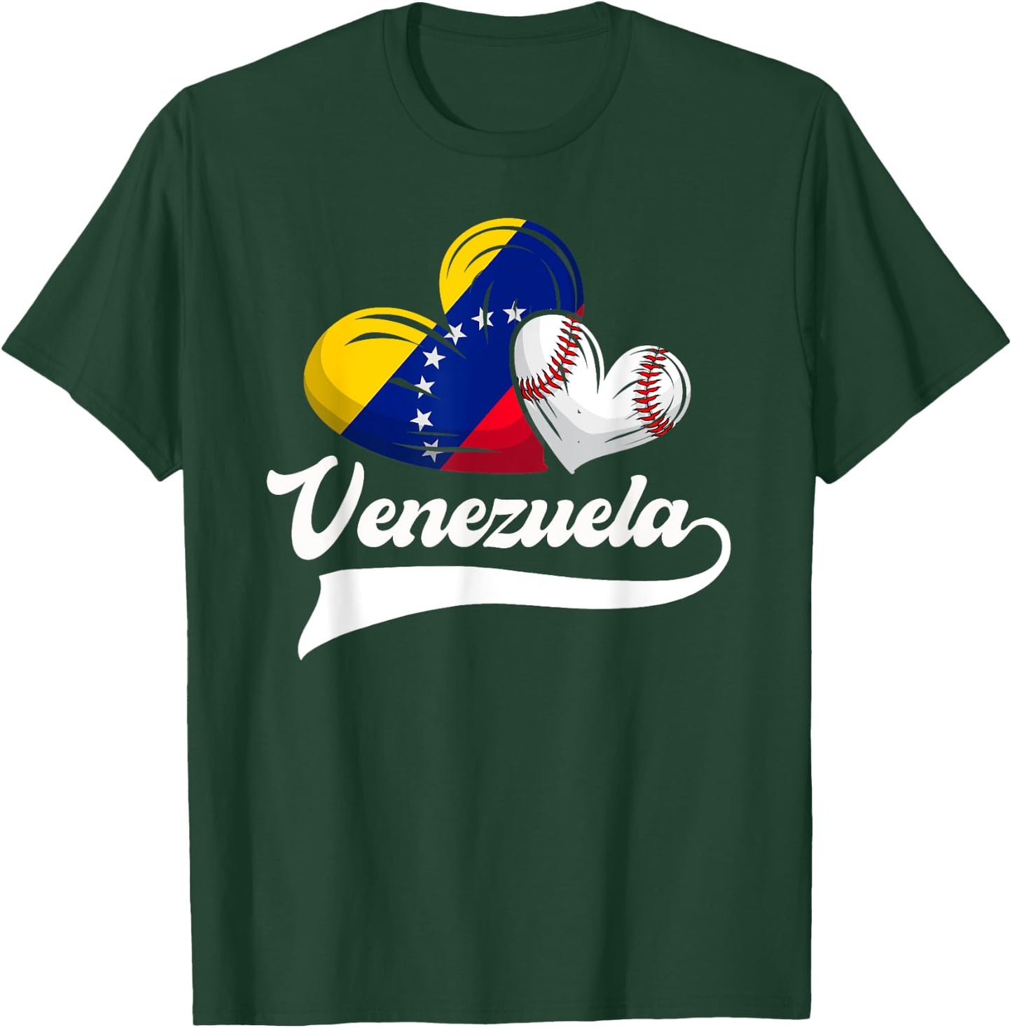 Venezuelan Baseball Player Venezuela Flag Heart Baseball T-Shirt - T-Shirt | Forest