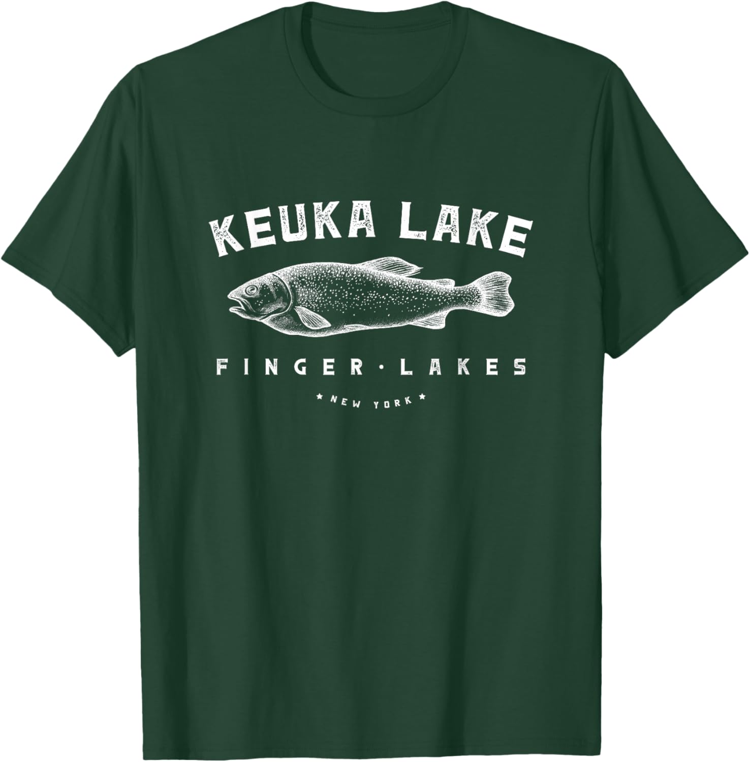 Keuka Lake Finger Lakes New York Trout Fishing T-Shirt - T-Shirt | Forest