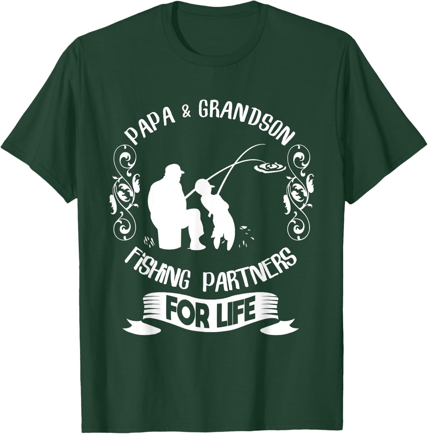 Matching Papa and Grandson Fishing Shirt Funny Fishing Trip T-Shirt - T-Shirt | Forest