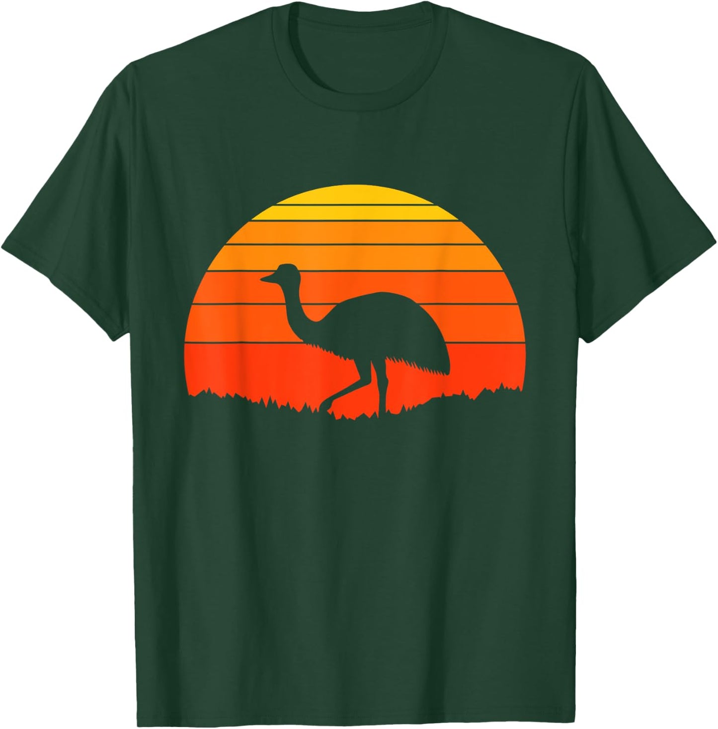 Emu Retro Sunset Nature Wildlife Animal Lover T-Shirt - T-Shirt | Forest