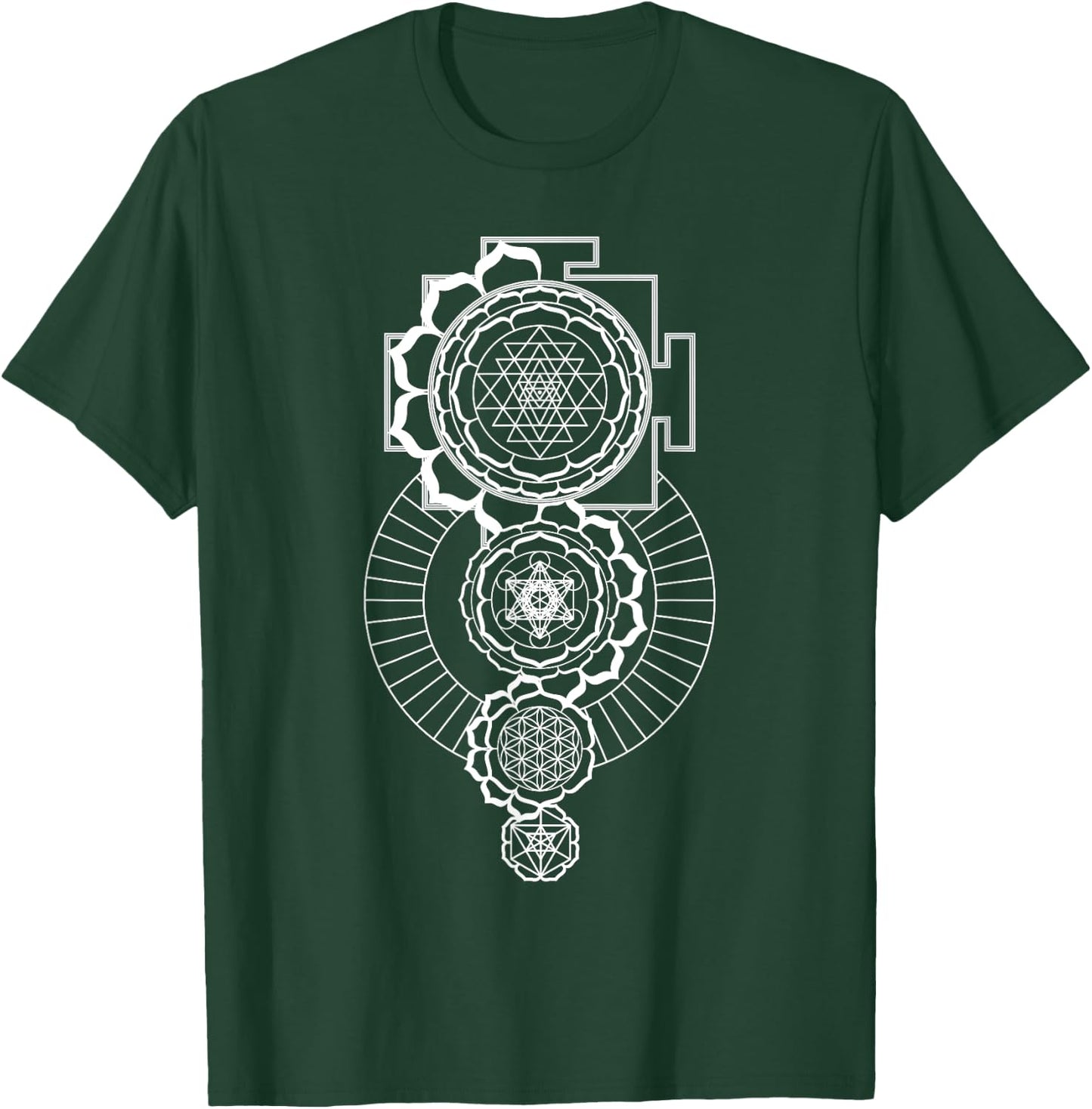 Sri Yantra Metatron's Cube Flower Of Life Merkaba Sacred T-Shirt - T-Shirt | Forest